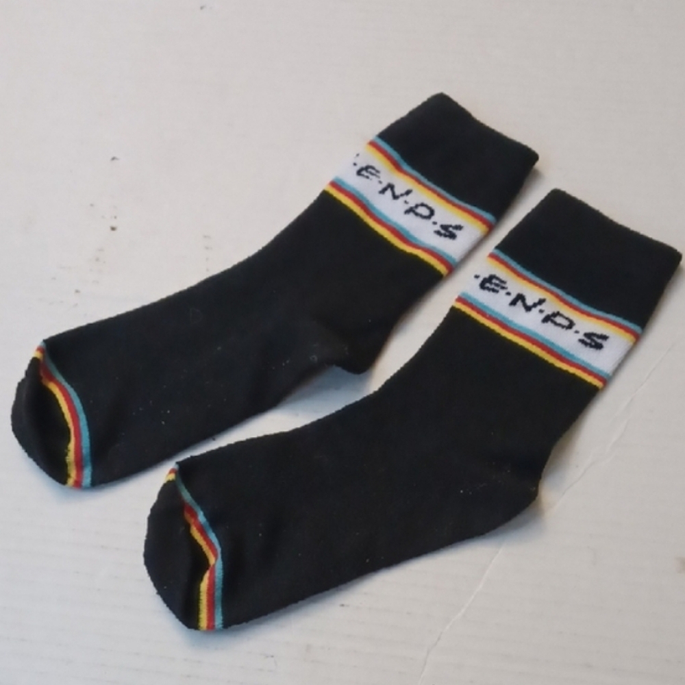 4/$30 Black "Friends" Socks - Size 4-10